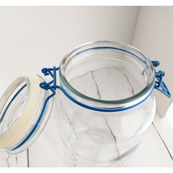 Anchor Hocking Bail Lid Glass Jar Vtg Wire Bale Storage Canister 90s Kitchenalia - Picture 10 of 11